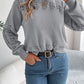 Openwork Round Neck Long Sleeve Sweater