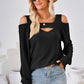 Cutout Square Neck Cold Shoulder T-Shirt