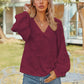 V-Neck Long Sleeve Blouse