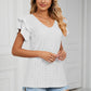 Eyelet Layered Flutter Sleeve V-Neck Knit Top