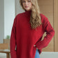 Side Slit Turtleneck Long Sleeve Sweater