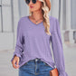 Lace Trim V-Neck Flounce Sleeve Top