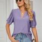 Eyelet Notched Short Sleeve T-Shirt