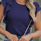 Textured Round Neck Cap Sleeve Top - Michelle Francisco