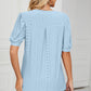 Eyelet Notched Short Sleeve T-Shirt