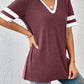 Contrast Trim V-Neck Short Sleeve T-Shirt