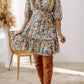 Printed V-Neck Half Sleeve Dress