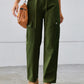 Drawstring Mid-Rise Waist Straight Cargo Jeans