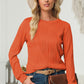 Textured Round Neck Long Sleeve Blouse