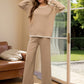 Contrast Trim Round Neck Top and Pants Sweater Set