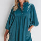 Corduroy Quarter Snap Three-Quarter Sleeve Dress