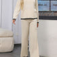 Contrast Trim Round Neck Top and Pants Sweater Set