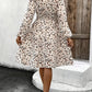 Printed Round Neck Long Sleeve Dress