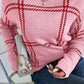 Contrast Round Neck Long Sleeve Sweater