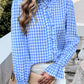 Frill Ruffled Plaid Long Sleeve Shirt