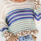 Leopard Striped Round Neck Crochet Knit Top