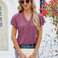V-Neck Flutter Sleeve T-Shirt