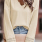 Lace Detail V-Neck Long Sleeve T-Shirt