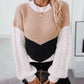 Contrast Round Neck Long Sleeve Sweater