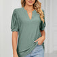 Eyelet Notched Short Sleeve T-Shirt