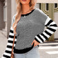 Striped Round Neck Dropped Shoulder Sweater