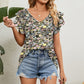 V-Neck Short Sleeve Blouse