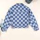 Checkered Button Up Long Sleeve Denim Jacket