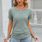 Eyelet Round Neck Short Sleeve T-Shirt
