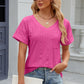 Eyelet V-Neck Short Sleeve T-Shirt