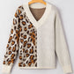 Leopard V Neck Drop Shoulder Sweater