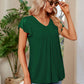 Ruched V-Neck Short Sleeve T-Shirt