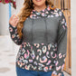 Plus Size Leopard Dropped Shoulder Long Sleeve Hoodie