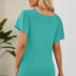 Smocked Round Neck Flutter Sleeve T-Shirt