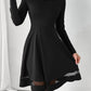 Square Neck Long Sleeve Mini Dress