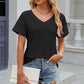 Eyelet V-Neck Short Sleeve T-Shirt