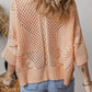 Cutout Collared Neck Three-Quarter Sleeve Sweater