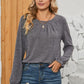 Ruched Round Neck Flounce Sleeve T-Shirt
