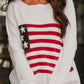 US Flag Side Slit Drop Shoulder Sweater