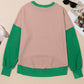 Contrast Round Neck Long Sleeve Sweatshirt