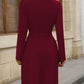 Double-Breasted Lapel Collar Long Sleeve Dress