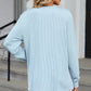 Striped Notched Long Sleeve T-Shirt