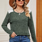 Eyelet Ribbed Round Neck Long Sleeve T-Shirt