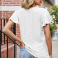 Eyelet V-Neck Flutter Sleeve T-Shirt