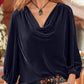 Cowl Neck Three-Quarter Sleeve Top