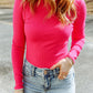 High Neck Long Sleeve Ribbed Top