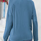 Half Button Collared Neck Long Sleeve Top