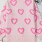 High-Low Heart Round Neck Long Sleeve Sweater