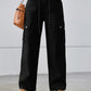 Drawstring Mid-Rise Waist Straight Cargo Jeans