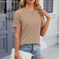 Openwork Round Neck Short Sleeve T-Shirt