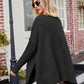 Slit V-Neck Dropped Shoulder Sweater